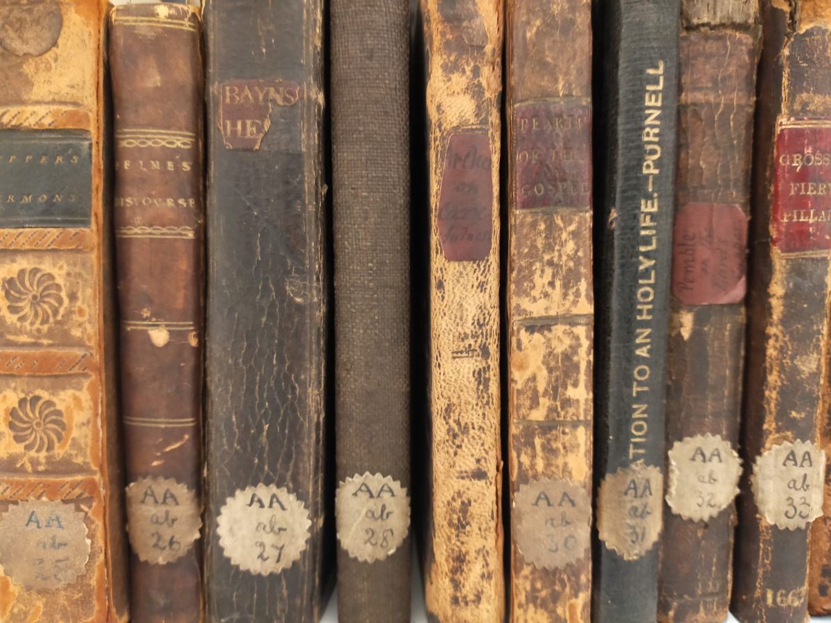 Books from the Congregational Library unpacked and on the shelves